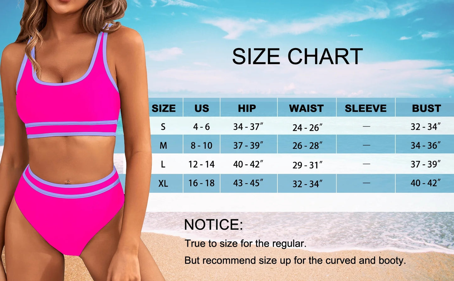 High Waisted Womens Bikini Sets Sporty Two Piece Swimsuits for Women Color Block High Cut Bathing Suits