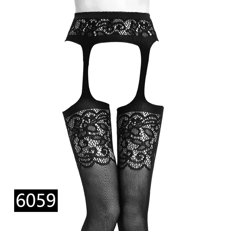 Women Sexy Lingerie Stockings Garter Belt Stripe Elastic Stockings Black Fishnet Stocking Thigh Sheer Tights Pantyhose Dropship